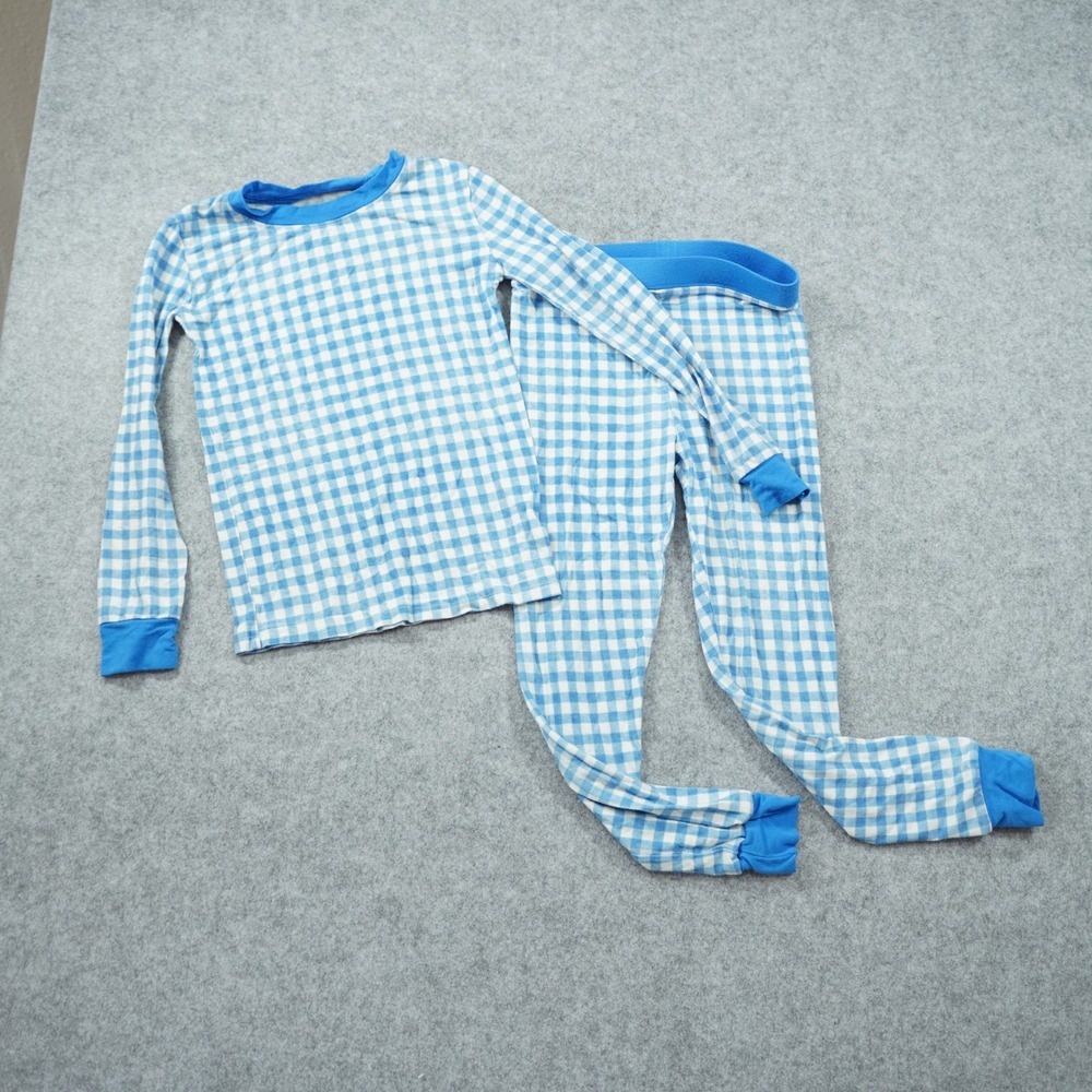 Poppy Kids Co‎ Bamboo Viscose Pajamas Blue Gingham Check 2pc Set 4T Snug Fit